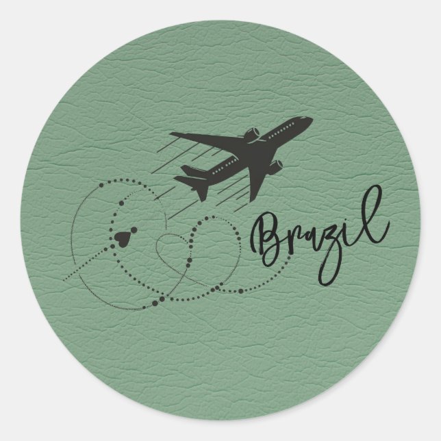 Pegatina Redonda Pasaporte verde de Brasil (Anverso)