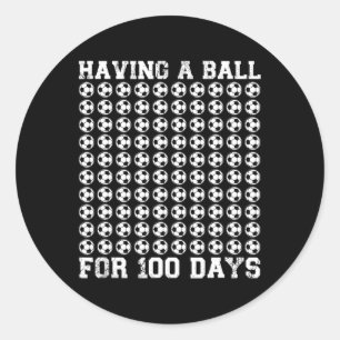 Pegatina Redonda Pasar 100 Días De Fútbol Escolar 100