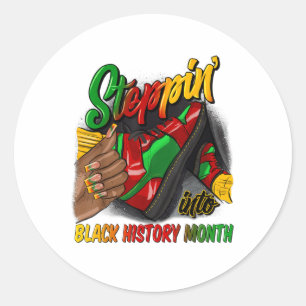 Pegatina Redonda Pasar al Mes de la Historia Negra Snea Chicas Negr