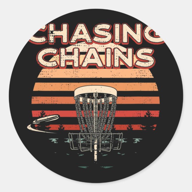 Pegatina Redonda Pasatiempo de golf con disco de Hobby Chasing Chai (Anverso)