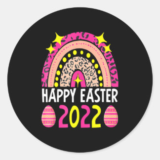 Pegatina Redonda Pascua 2022 arcoíris lindo feliz pascua 2022 mujer