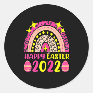 Pegatina Redonda Pascua 2022 arcoíris t lindo feliz pascua 2022 muj