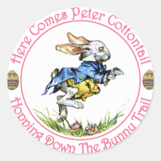 Pegatina Redonda Pascua - Aquí Viene Peter Cottontail
