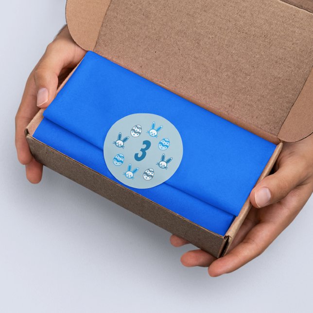 Pegatina Redonda Pascua Azul 3 cumpleaños (Subido por el creador)