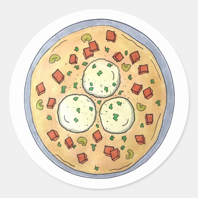 Pegatina Redonda Pascua de la sopa de bolas Matzo Matzah de cocina  (Anverso)