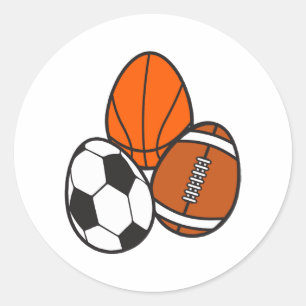 Pegatina Redonda Pascua deportiva de fútbol americano de baloncesto