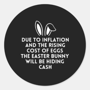 Pegatina Redonda Pascua Divertida - Inflación Y Costo De Los Huevos