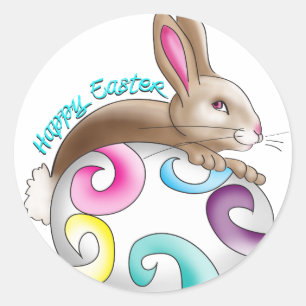 Pegatina Redonda Pascua feliz