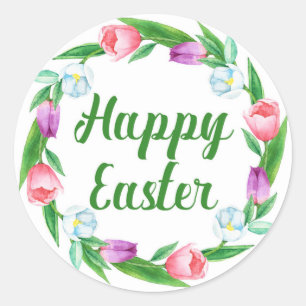 Pegatina Redonda Pascua feliz