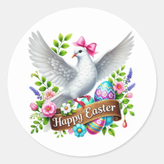 Pegatina Redonda Pascua feliz