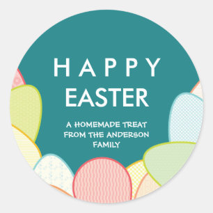 Pegatina Redonda Pascua hecha en casa trata los huevos del pastel