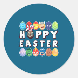 Pegatina Redonda Pascua hoppy Pascua grupo huevos Pascua hoppy Pasc