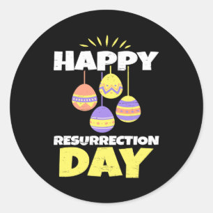 Pegatina Redonda Pascua Jesús Feliz Día de Resurrección