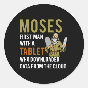 Pegatina Redonda Pascua judía Moses Tablet Data Cloud Computing