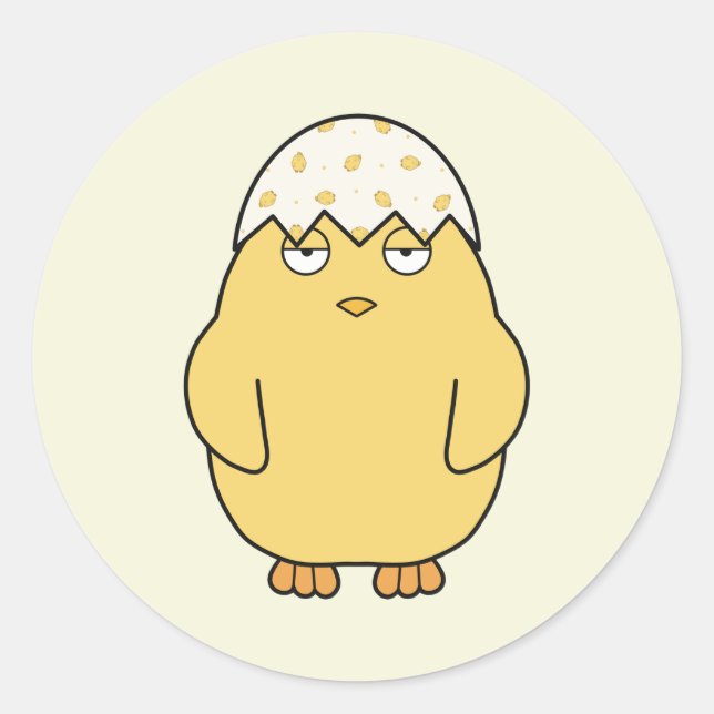 Pegatina Redonda Pascua Meh Chick 2 (Anverso)
