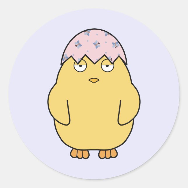 Pegatina Redonda Pascua Meh Chick 3 (Anverso)