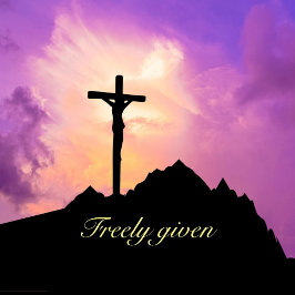 Pegatina Redonda Pascua Personaliza a Jesús en la Cruz