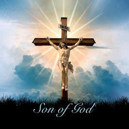 Pegatina Redonda Pascua Personaliza a Jesús en la Cruz