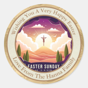 Pegatina Redonda Pascua Personalizada Iglesia y Escuela Dominical