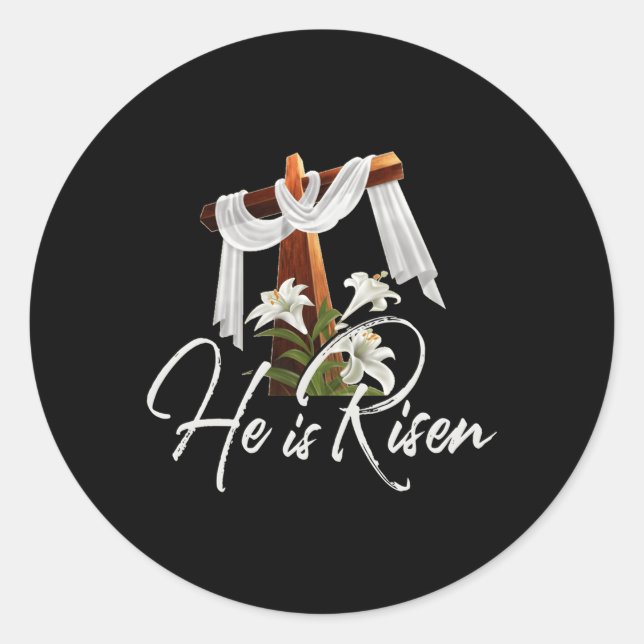 Pegatina Redonda Pascua Se Crió Para Los Cristianos 4 (Anverso)