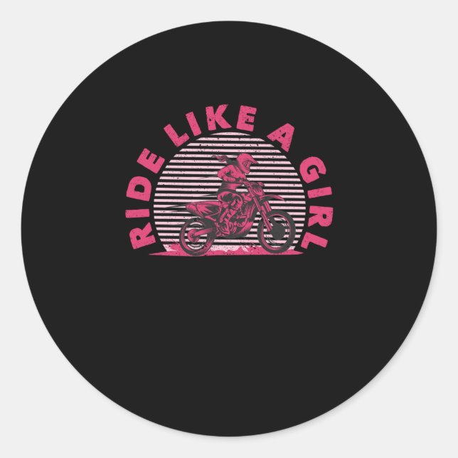 Pegatina Redonda Paseo Como Un Chica Sucio Motocross Enduro (Anverso)