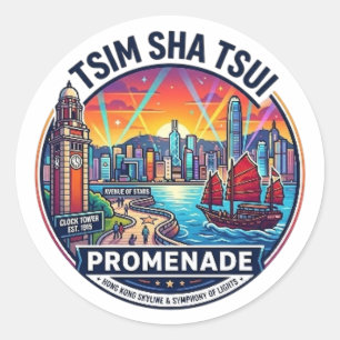 PEGATINA REDONDA PASEO MARÍTIMO DE TSIM SHA TSUI