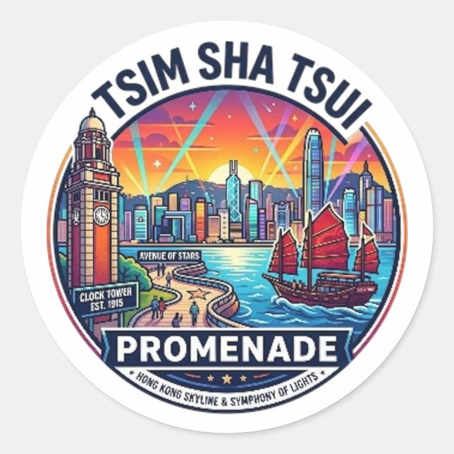 PEGATINA REDONDA PASEO MARÍTIMO DE TSIM SHA TSUI (Anverso)