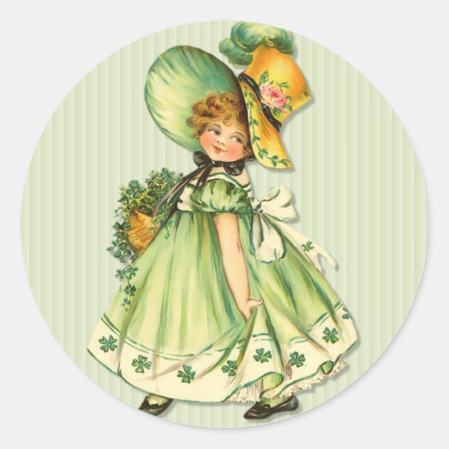 Pegatina Redonda Paseo por el Shamrock irlandés (Anverso)