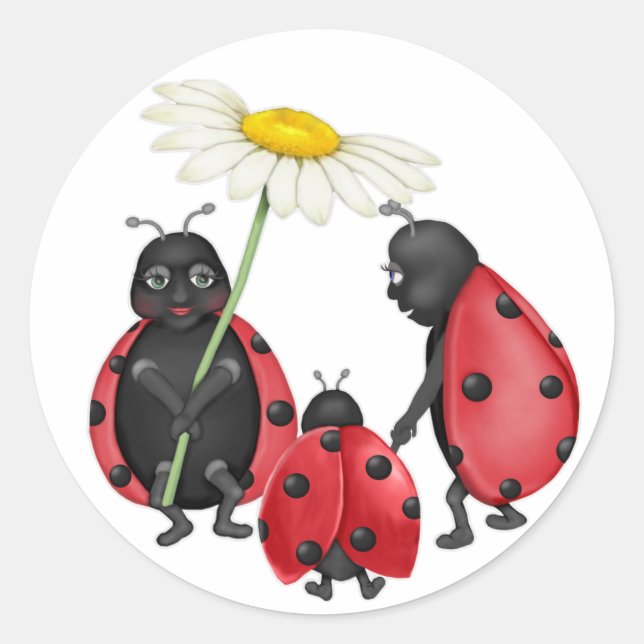 Pegatina Redonda Paseo por Ladybug (Anverso)