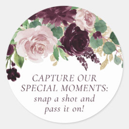 Pegatina Redonda Pasión amorosa | Cámara desechable púrpura dramáti