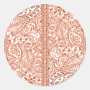 Pegatina Redonda Pasión de Paisley - naranja (alheña)