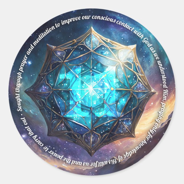 Pegatina Redonda Paso 11 Lema Celestial de Recuperación AA (Anverso)