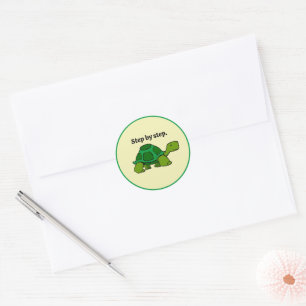 Pegatina Redonda Paso a paso Tortuga Personalizado, ganadora persis