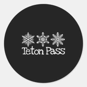 Pegatina Redonda paso Teton wyoming esquiador esquí esquíando falsi