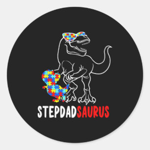 Pegatina Redonda PasoDinosaurio T Rex Dinosaur Conciencia Autismo P