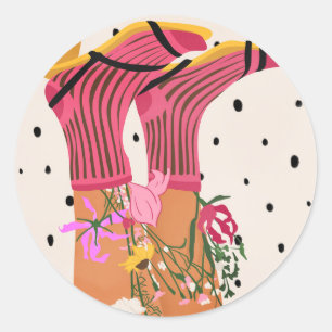 Pegatina Redonda Pasos botánicos