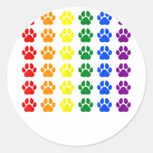 Pegatina Redonda Pasta arcoiris Imprimir perro con orgullo LGBT