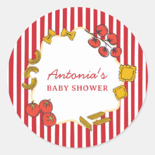 Pegatina Redonda Pasta Italiana Ciao Bambino Baby Shower