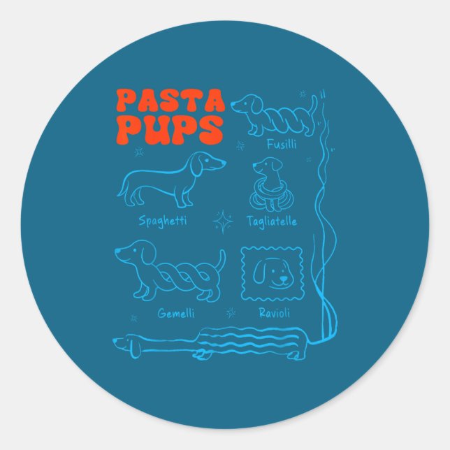 Pegatina Redonda Pasta P Funny Dachshund Wiener Dog Pasta Foodie Do (Anverso)
