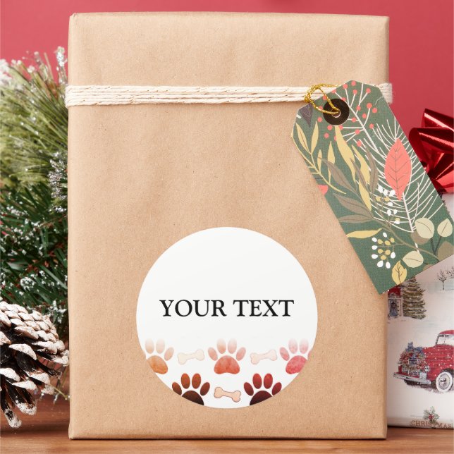 Pegatina Redonda Pasta Y Huesos Con Texto Personalizado De Gradient (Vacaciones)