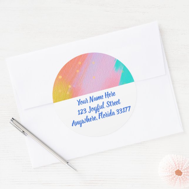 Pegatina Redonda Pastel Abstract Modern Return Address Labels (Sobre)