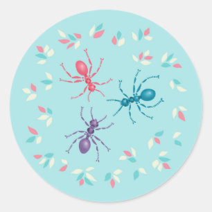 Pegatina Redonda Pastel Ants Insect Lover