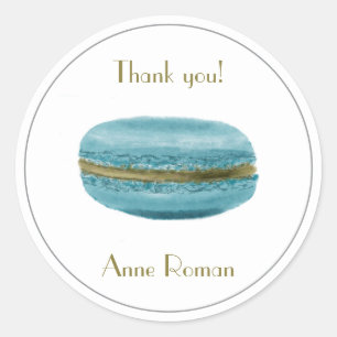Pegatina Redonda Pastel Aqua Blue Macaron Gracias