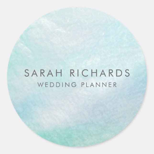 Pegatina Redonda Pastel Aqua Bonito Azul madre de concha de Perla (Anverso)