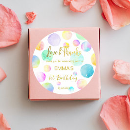 Pegatina Redonda Pastel arcoíris en la fiesta de cumpleaños