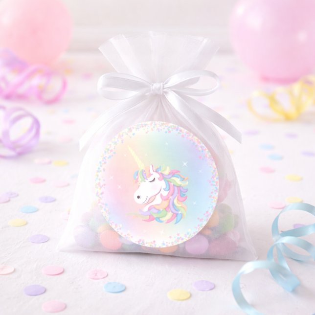 Pegatina Redonda Pastel Arcoíris Unicornio Cumpleaños Feliz (Subido por el creador)