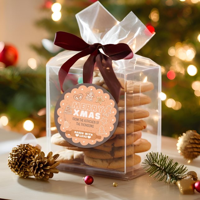 Pegatina Redonda Pastel Baking Festiva Cookie Merry Navidad (Subido por el creador)