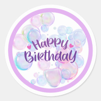 Pegatina Redonda Pastel Bubble “Happy Birthday” Sticker