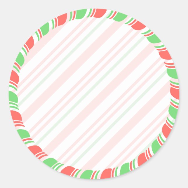 Pegatina Redonda Pastel Candy Cane Navidades Fronterizos Personaliz (Anverso)