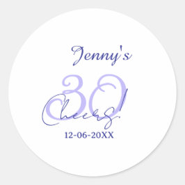 Pegatina Redonda Pastel cheers 30th birthday purple elegant name da